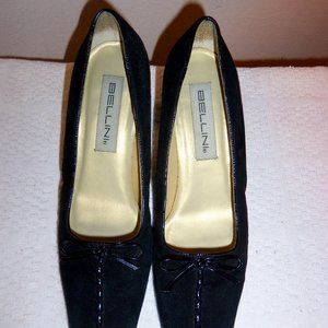 Bellini Suede Heel with Leather Embellishment